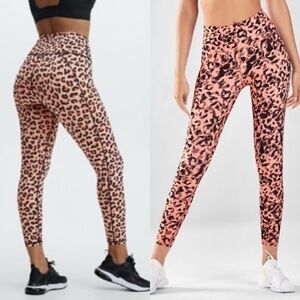 2 Fabletics Powerhold Animal Print Leggings Size M